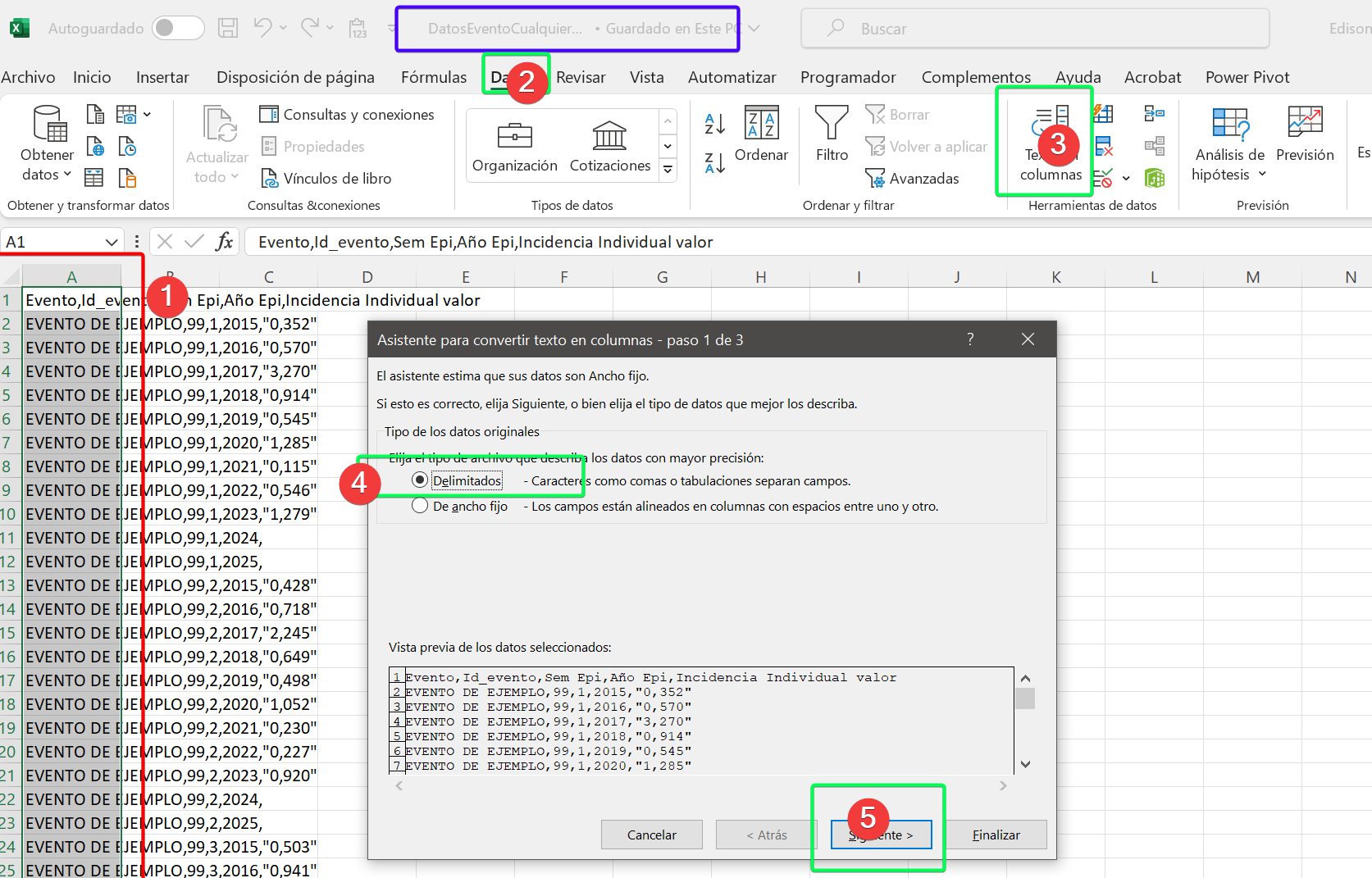 imagen, archivos separados por comas o CSV