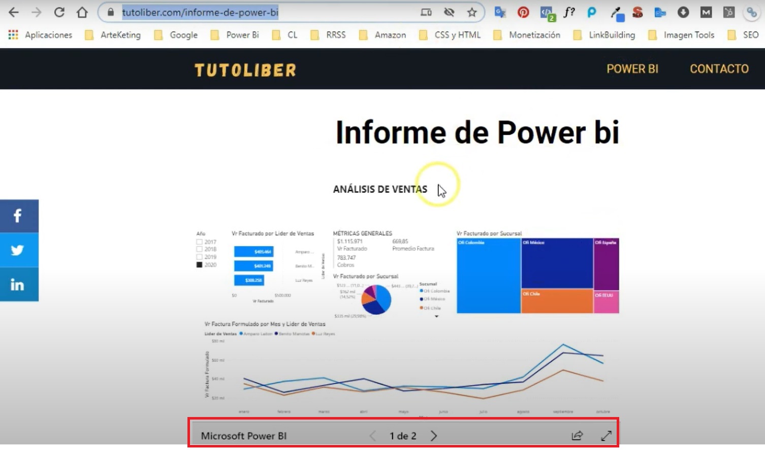 Imagen navegación reporte de power bi